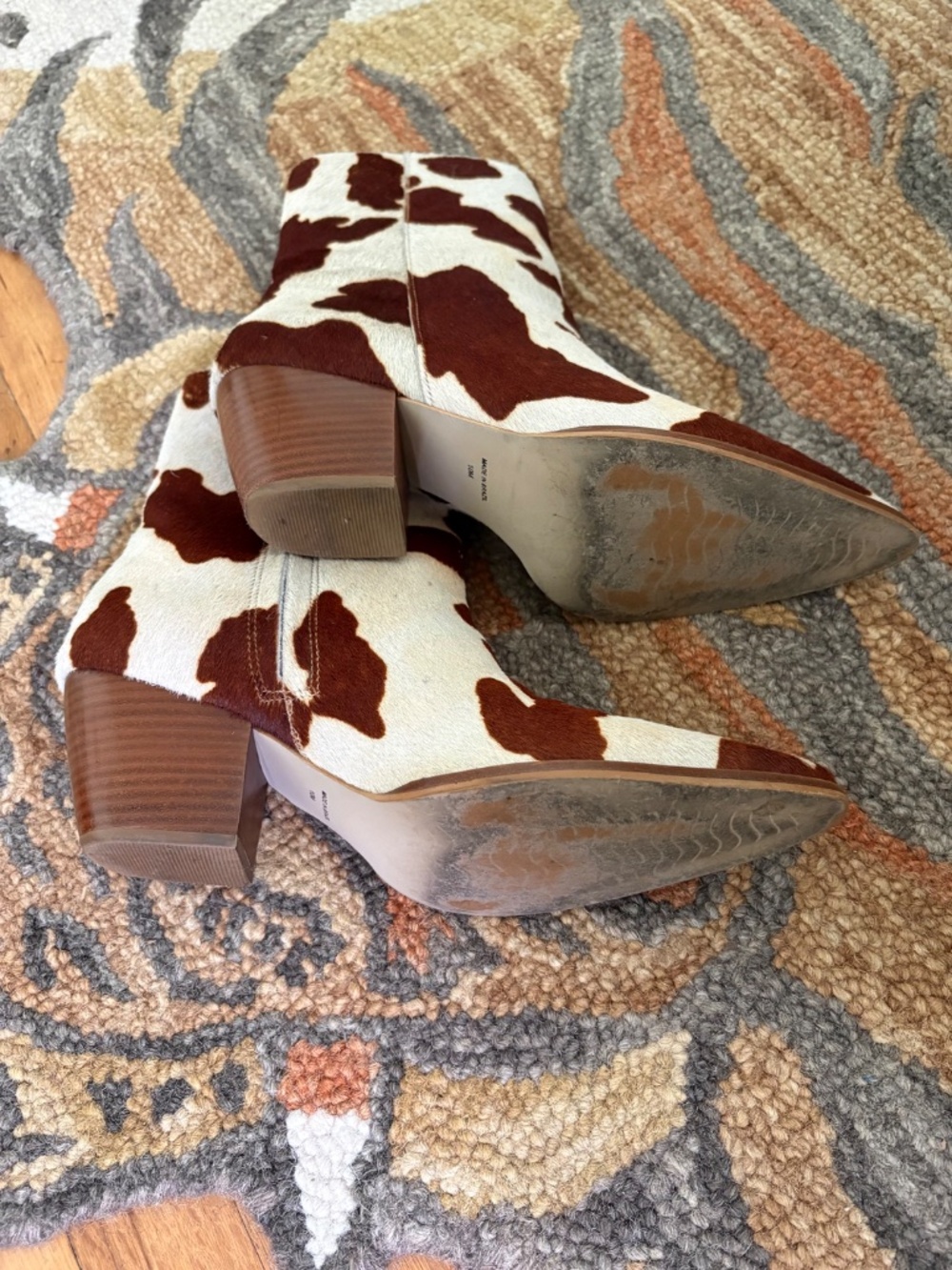 Matisse Caty Brown Cow Spot Heeled Ankle Boots Women's 10 - Picture 4 of 12